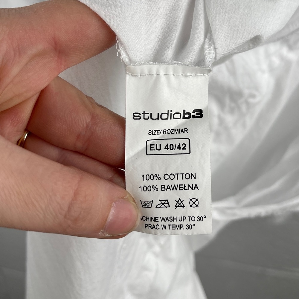 Studio B3 White Button Down Cotton Tunic Blouse Size 40/42 - Picture 12 of 14